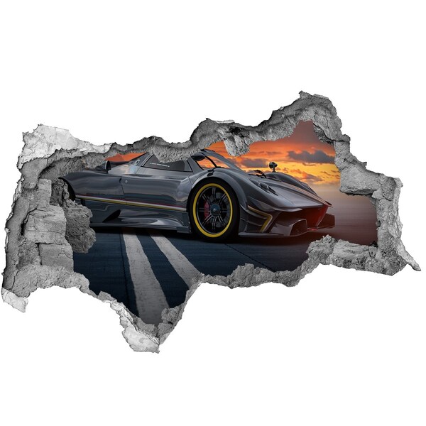 Autocollant à effet 3d trou Une voiture de course sur la piste