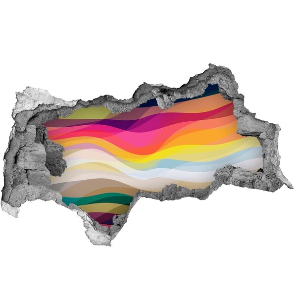 Autocollant à effet 3d trou Vagues colorées sur fond de béton