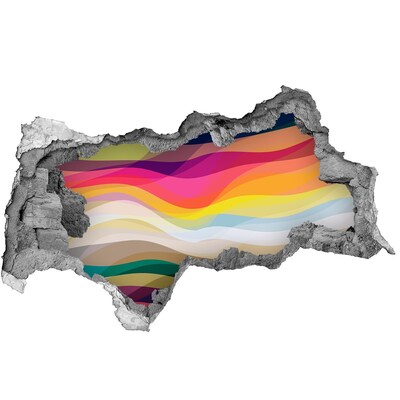Autocollant à effet 3d trou Vagues colorées sur fond de béton