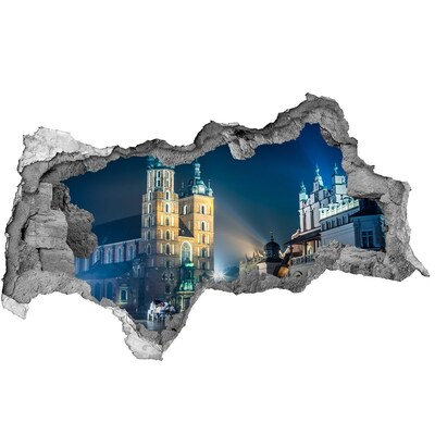 Sticker mural effet trou 3d Le ciel nocturne de Cracovie