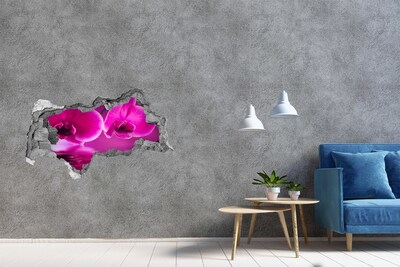 Sticker mural effet trou 3d Un paradis floral aux nuances de rose
