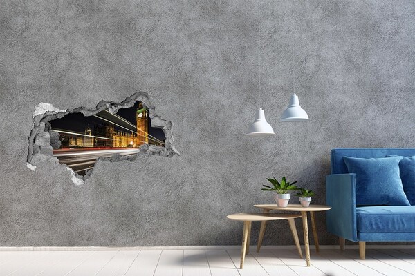 Autocollant mural trou Monuments londoniens la nuit