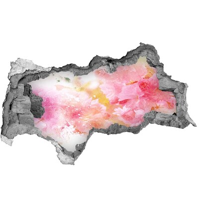 Sticker trou dans le mur Un paysage floral derrière un trou dans le mur