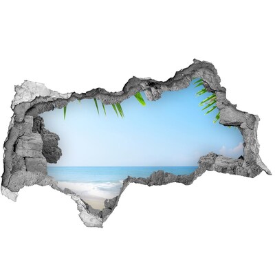 Sticker mural effet trou 3d Paradis tropical au bord de la mer