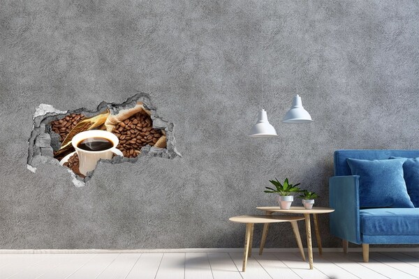 Sticker mural effet trou 3d Café avec des grains