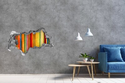 Autocollant mural trou Rayures colorées béton