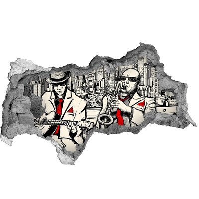 Autocollant mural trou La scène jazz en ville