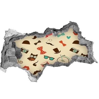 Sticker trou dans le mur Motifs et accessoires élégants