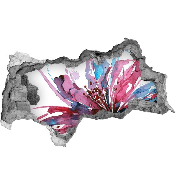 Autocollant à effet 3d trou Une fleur dans un mur en ruine