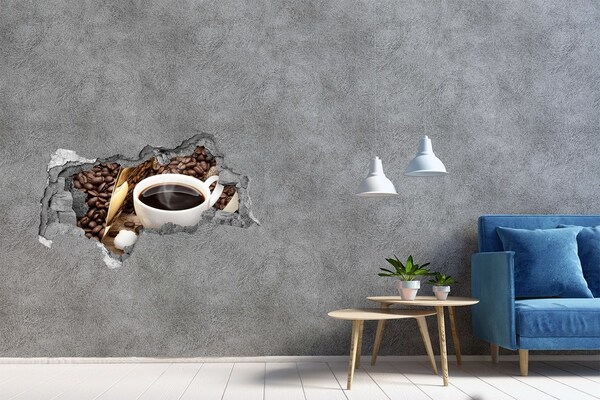 Autocollant à effet 3d trou Du café au cœur de la nature