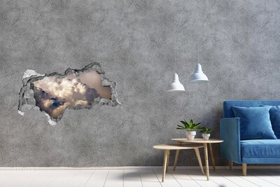 Autocollant à effet 3d trou Des nuages ​​derrière le mur