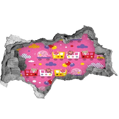 Sticker trou dans le mur Train coloré avec des ballons