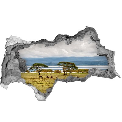 Autocollant mural trou Paysage africain avec des animaux sauvages