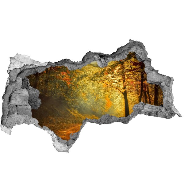 Autocollant à effet 3d trou Automne doré dans la forêt