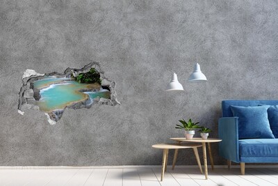 Sticker mural effet trou 3d Des chutes d'eau dans un paradis tropical