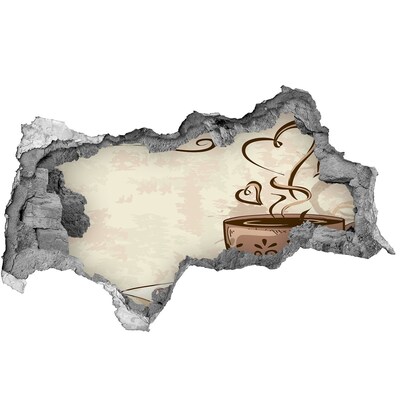 Autocollant mural trou Une charmante tasse de café fumant