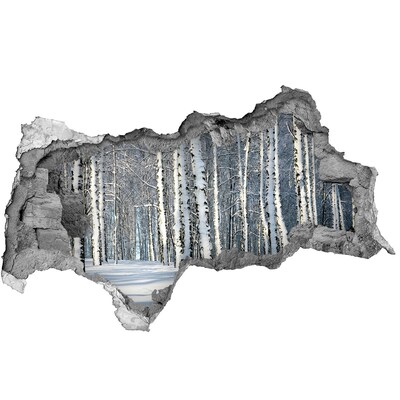 Sticker trou dans le mur Forêt d'hiver en blanc