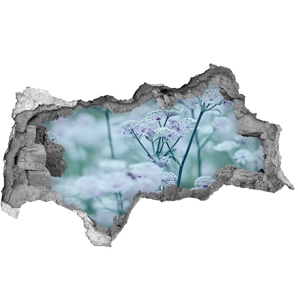 Sticker mural effet trou 3d Des fleurs parmi les ruines du mur