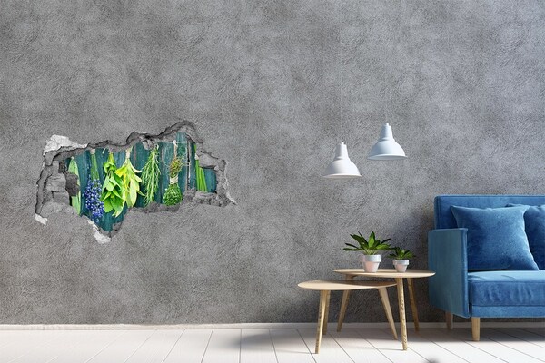 Autocollant mural trou Herbes sur un fil béton