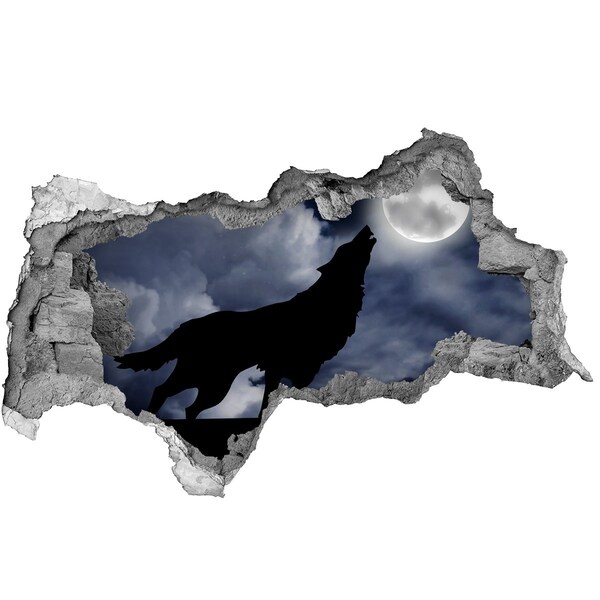 Autocollant à effet 3d trou Loup contre la lune