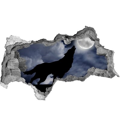 Autocollant à effet 3d trou Loup contre la lune