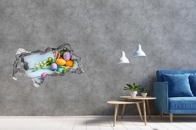 Autocollant mural trou Œufs de Pâques béton