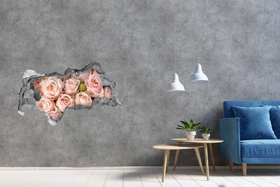 Autocollant à effet 3d trou Des roses dans un trou dans le mur