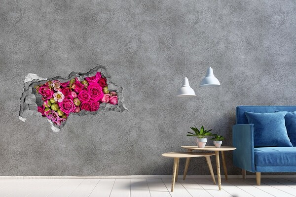 Sticker trou dans le mur Une explosion florale de roses