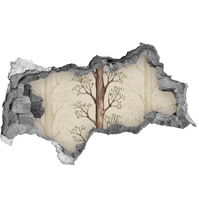 Sticker mural effet trou 3d Mur en ruine avec un arbre