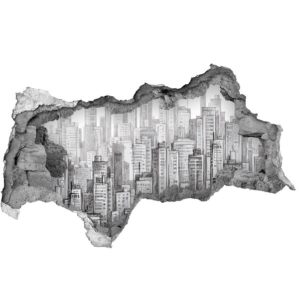 Autocollant mural trou La ville derrière le mur