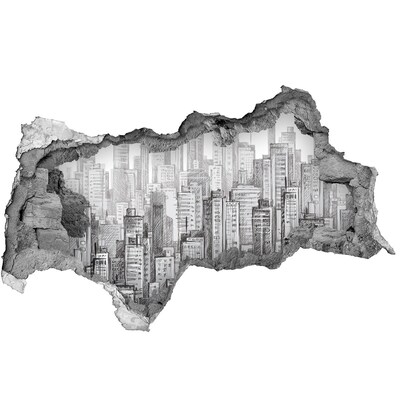 Autocollant mural trou La ville derrière le mur