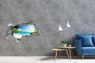 Sticker trou dans le mur Plage des Caraïbes à travers un trou dans le mur