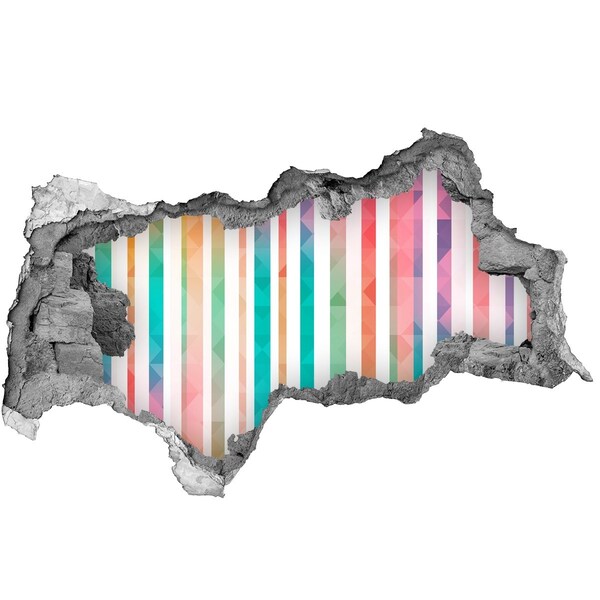 Autocollant mural trou Géométrie colorée derrière le trou dans le mur