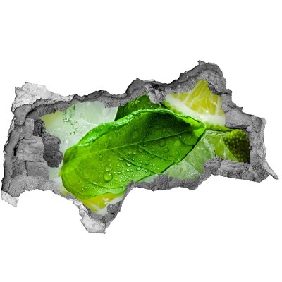 Autocollant mural trou Citron vert avec glace béton
