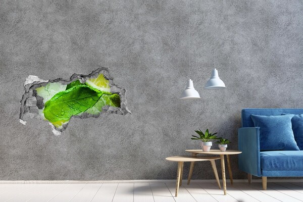 Autocollant mural trou Citron vert avec glace béton