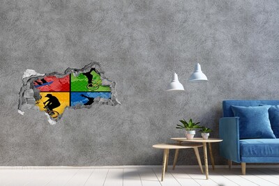 Sticker mural effet trou 3d Le skateboard en action