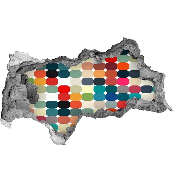 Sticker mural effet trou 3d Mosaïque colorée à travers un trou dans le mur