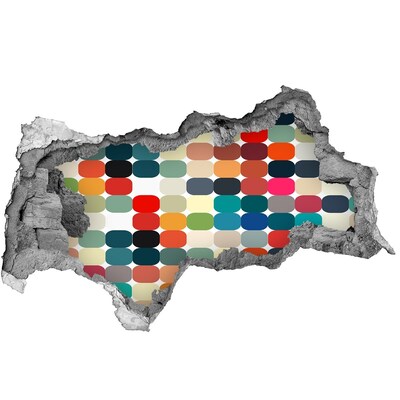 Sticker mural effet trou 3d Mosaïque colorée à travers un trou dans le mur