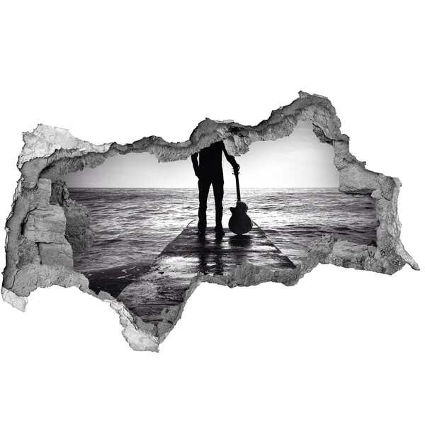 Autocollant à effet 3d trou Musicien sur la jetée