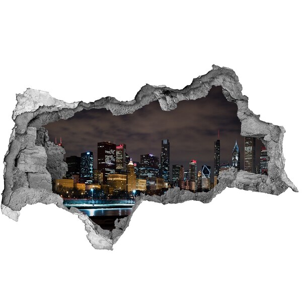 Sticker trou dans le mur Panorama nocturne de la ville