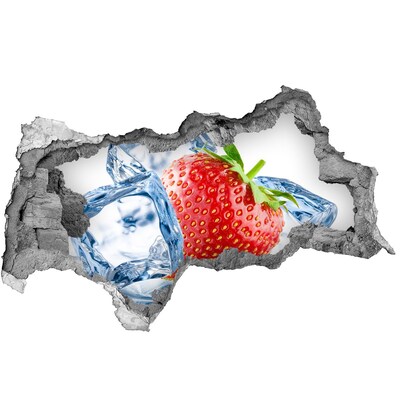 Autocollant mural trou Fraise avec glace béton