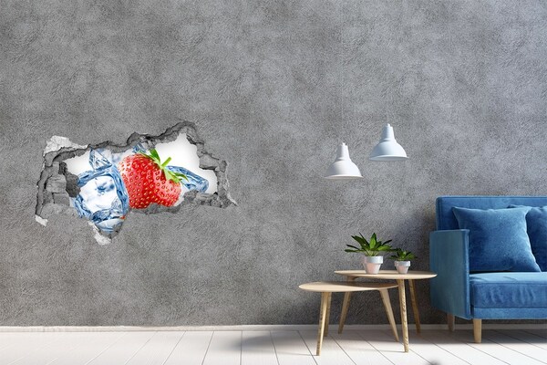 Autocollant mural trou Fraise avec glace béton