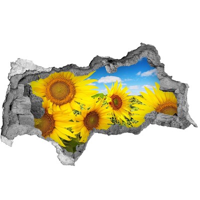 Sticker mural effet trou 3d Un paradis floral avec des tournesols