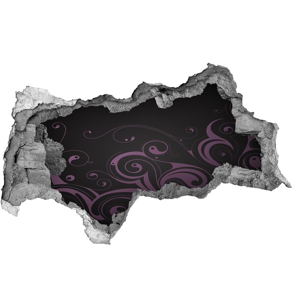 Sticker trou dans le mur Motifs violets sur fond noir
