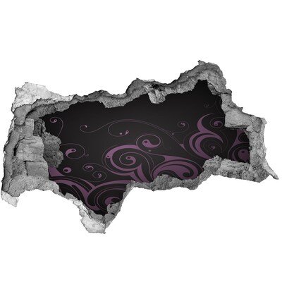 Sticker trou dans le mur Motifs violets sur fond noir