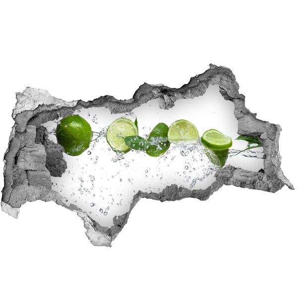Autocollant mural trou Citron vert et eau béton