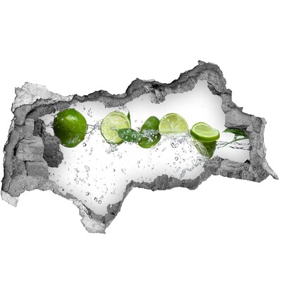 Autocollant mural trou Citron vert et eau béton