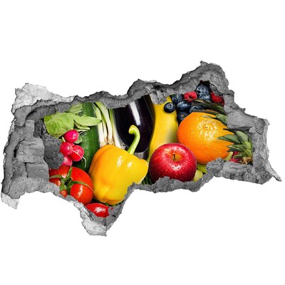 Autocollant mural trou Légumes et fruits béton