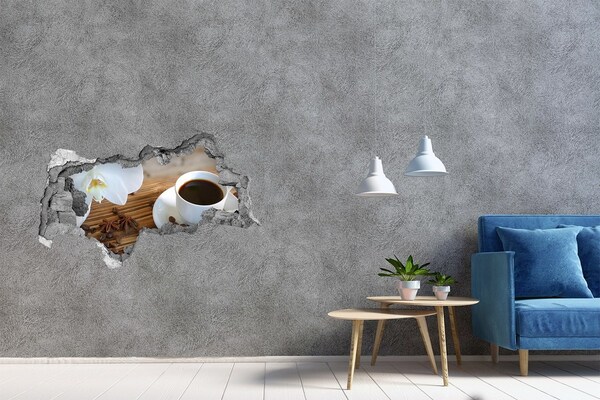 Sticker trou dans le mur Tasse de café béton