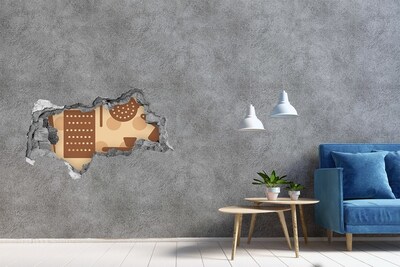 Sticker trou dans le mur Ustensiles de cuisine béton